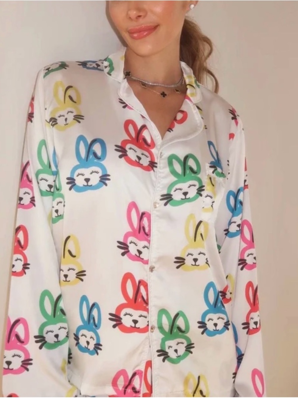 Lola + The Boys graffiti bunny SatinPajama Set